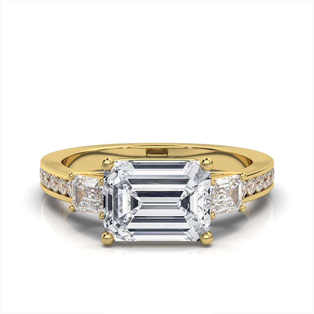 Solid Gold 2.6ct Emerald Cut Solitaire Lab Grown Diamond Ring