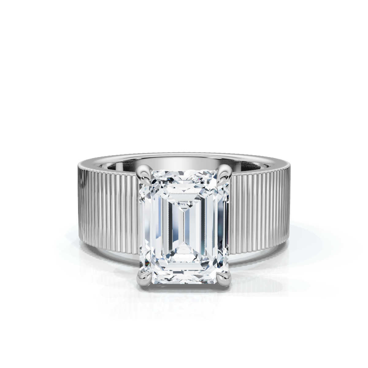 18K Solid Gold 2 CT Emerald Cut Lab Grown Diamond Ring (AE00-3)