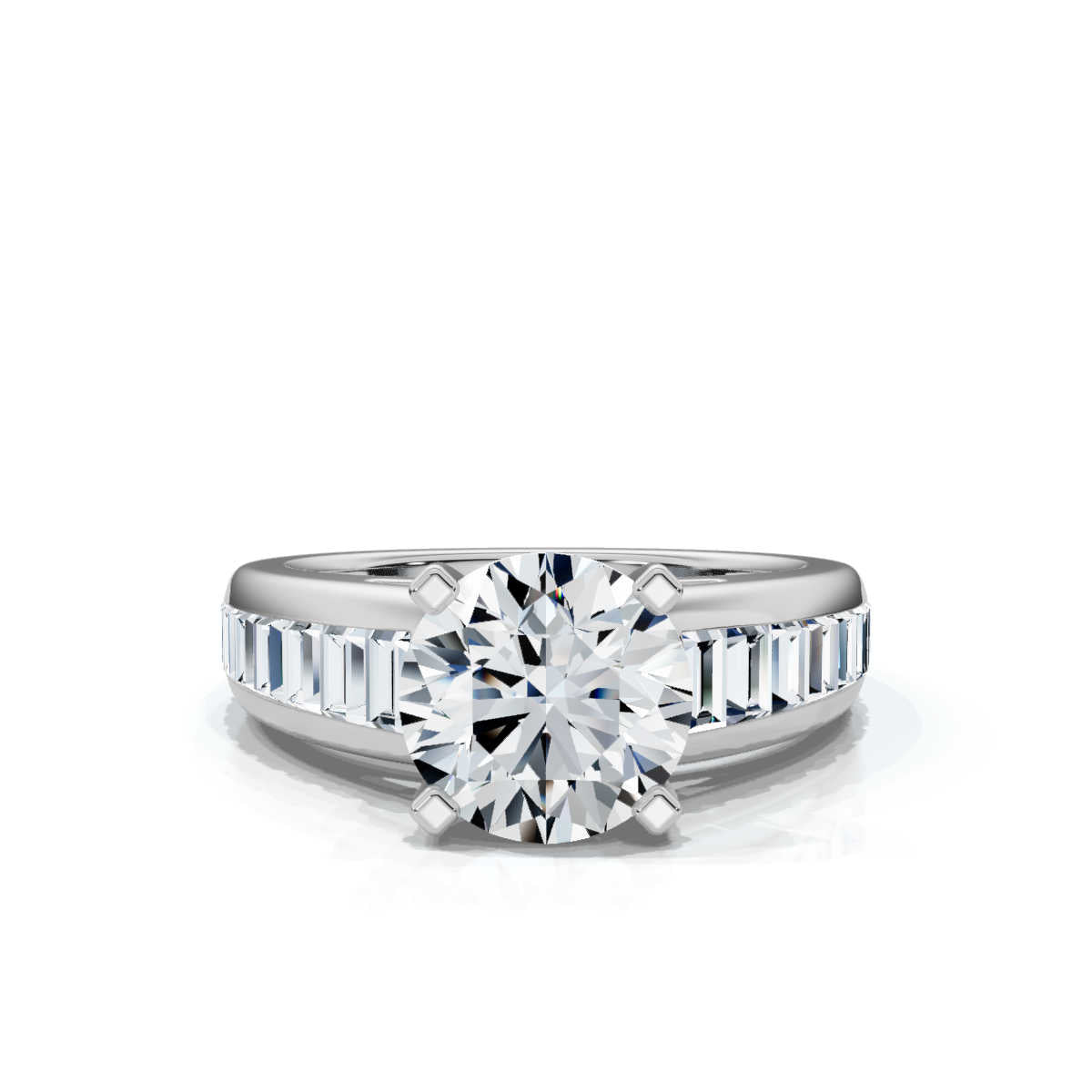 Solid Gold 3 CT Channel Set Lab Grown Diamond Engagement Ring