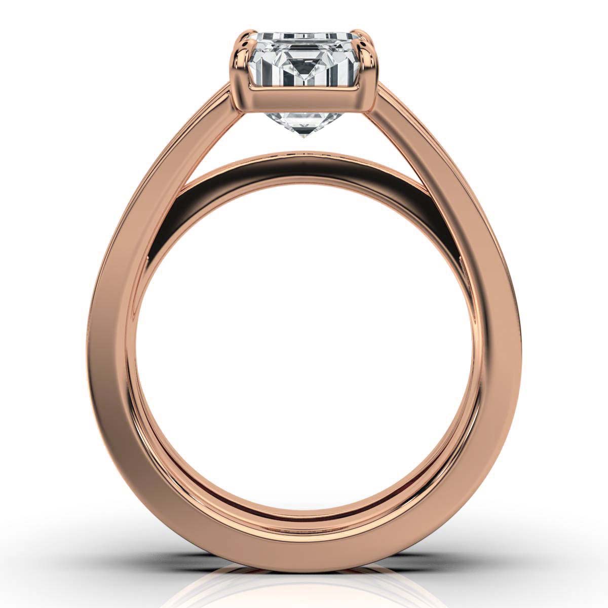 18K Solid Gold 2 CT Emerald Cut Lab Grown Diamond Ring (AA0F49)