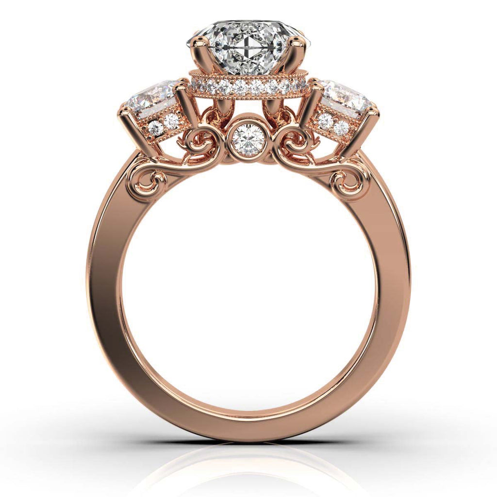 Solid Gold Three Stone Lab Grown Diamond Ring (D45B90)