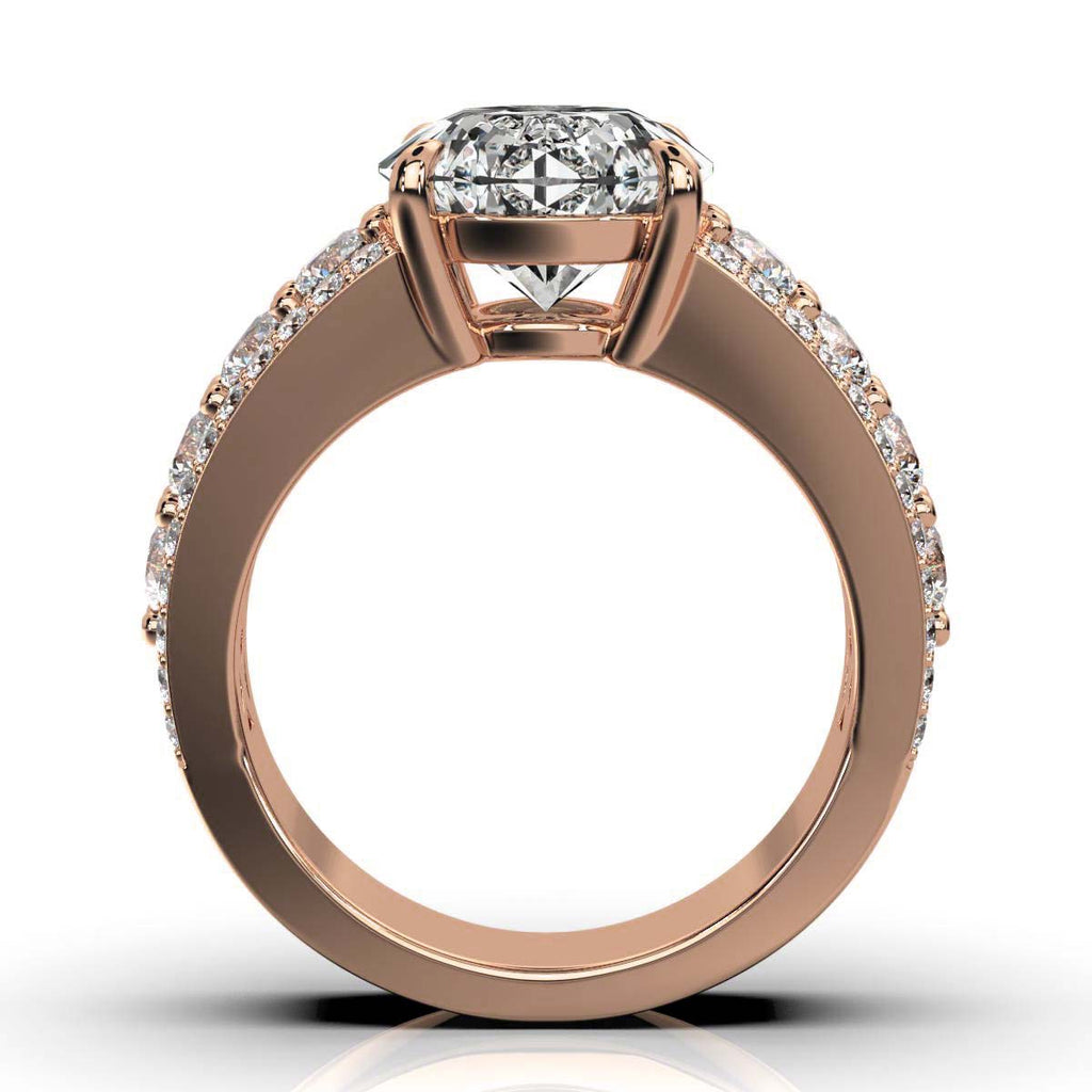 Solid Gold Three-Row Lab Grown Diamond Ring