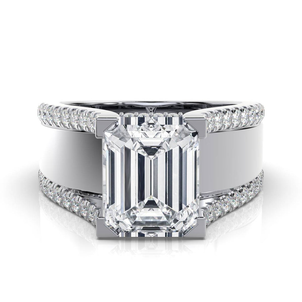 18K Solid Gold 2.7 CT Lab Grown Diamond Ring with Pavé Accents