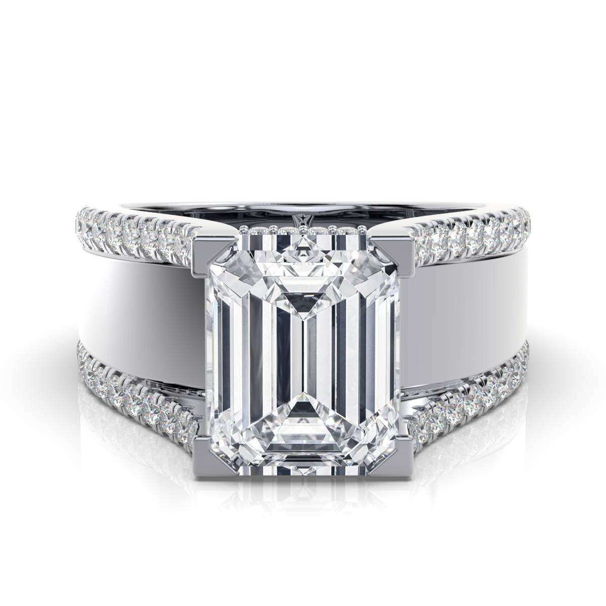 18K Solid Gold 2.7 CT Lab Grown Diamond Ring with Pavé Accents