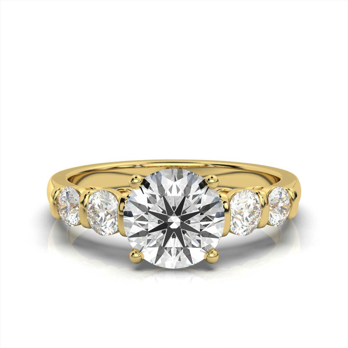 Solid Gold 2 CT Five Stone Lab Grown Diamond Engagement Ring
