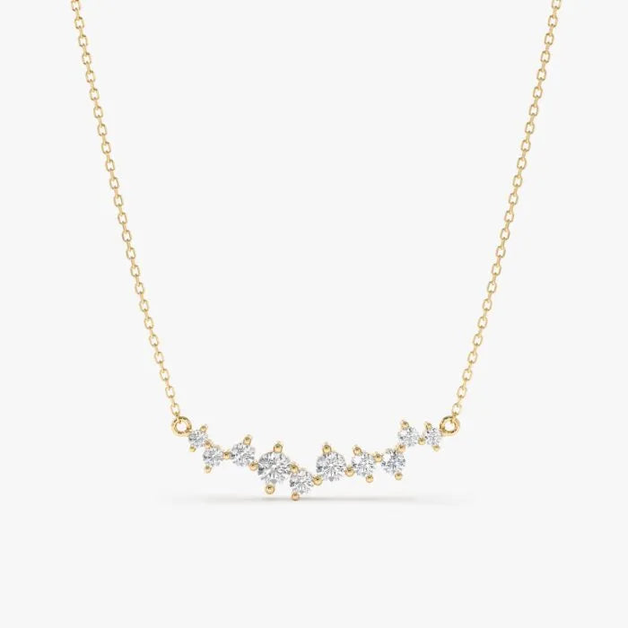 Solid Gold Diamond Cluster Necklace (4C2F50)