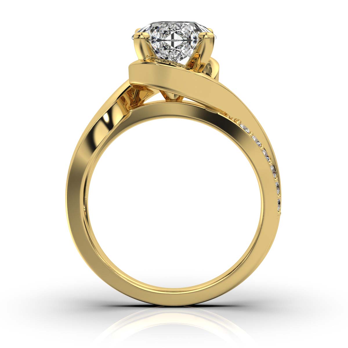 Solid Gold 2 ct Center Round Lab Grown Diamond Ring