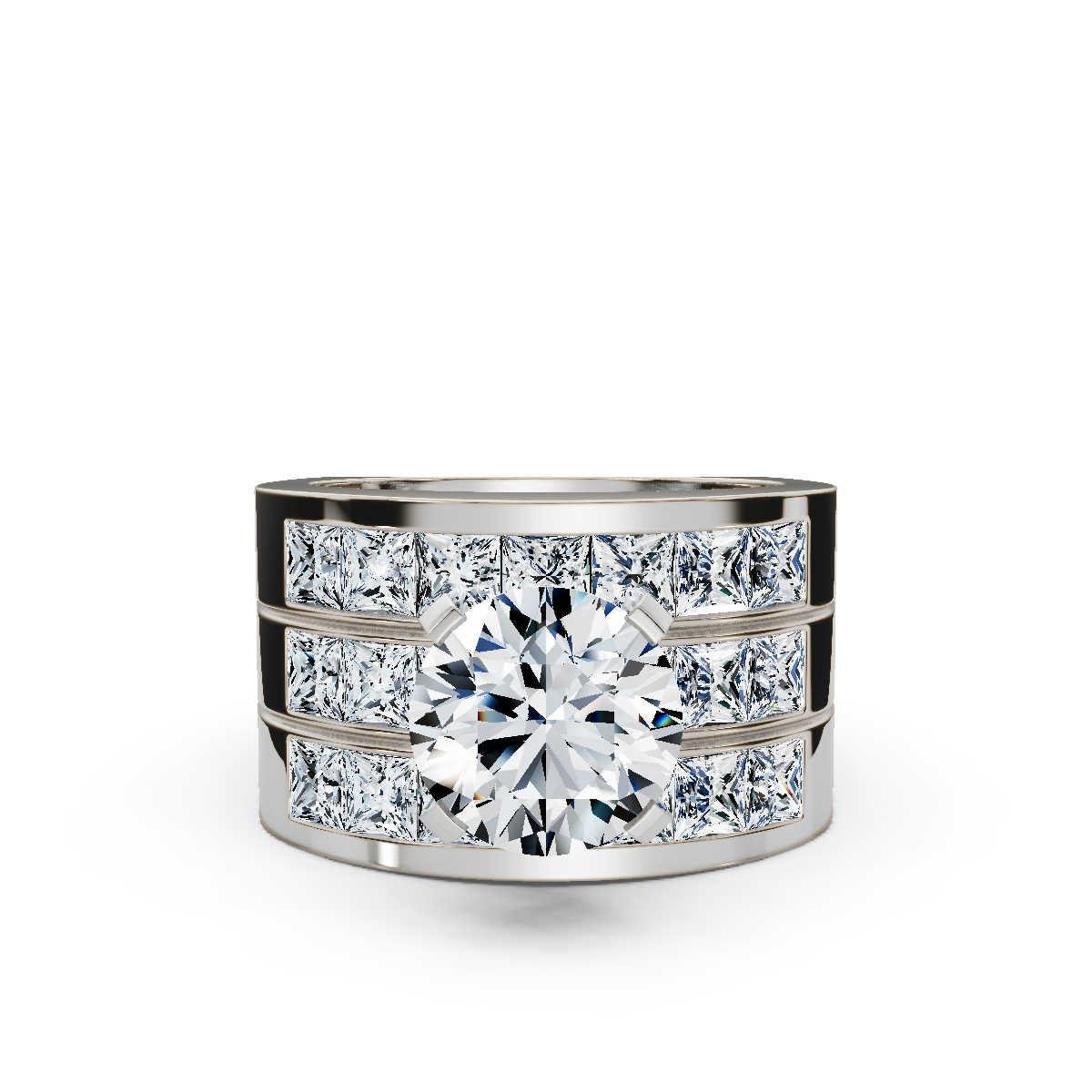 Solid Gold Triple Shank Lab Grown Diamond Ring