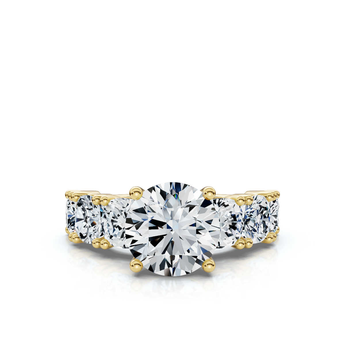 Solid Gold Round Shape Lab Grown Diamond Engagement Ring