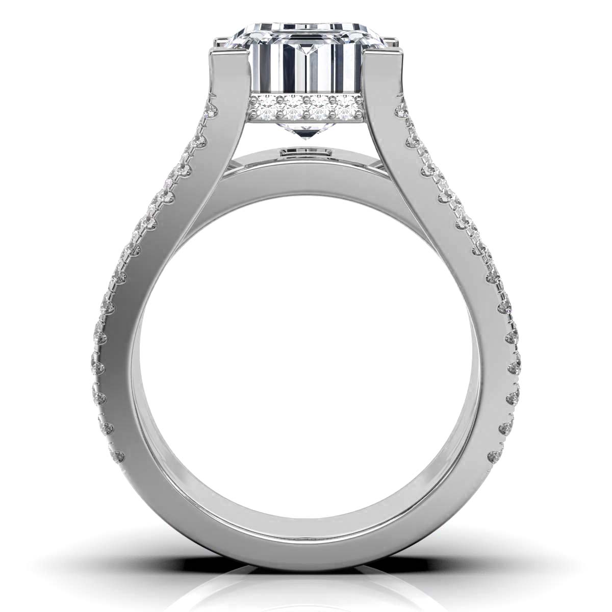 18K Solid Gold 2.7 CT Lab Grown Diamond Ring with Pavé Accents