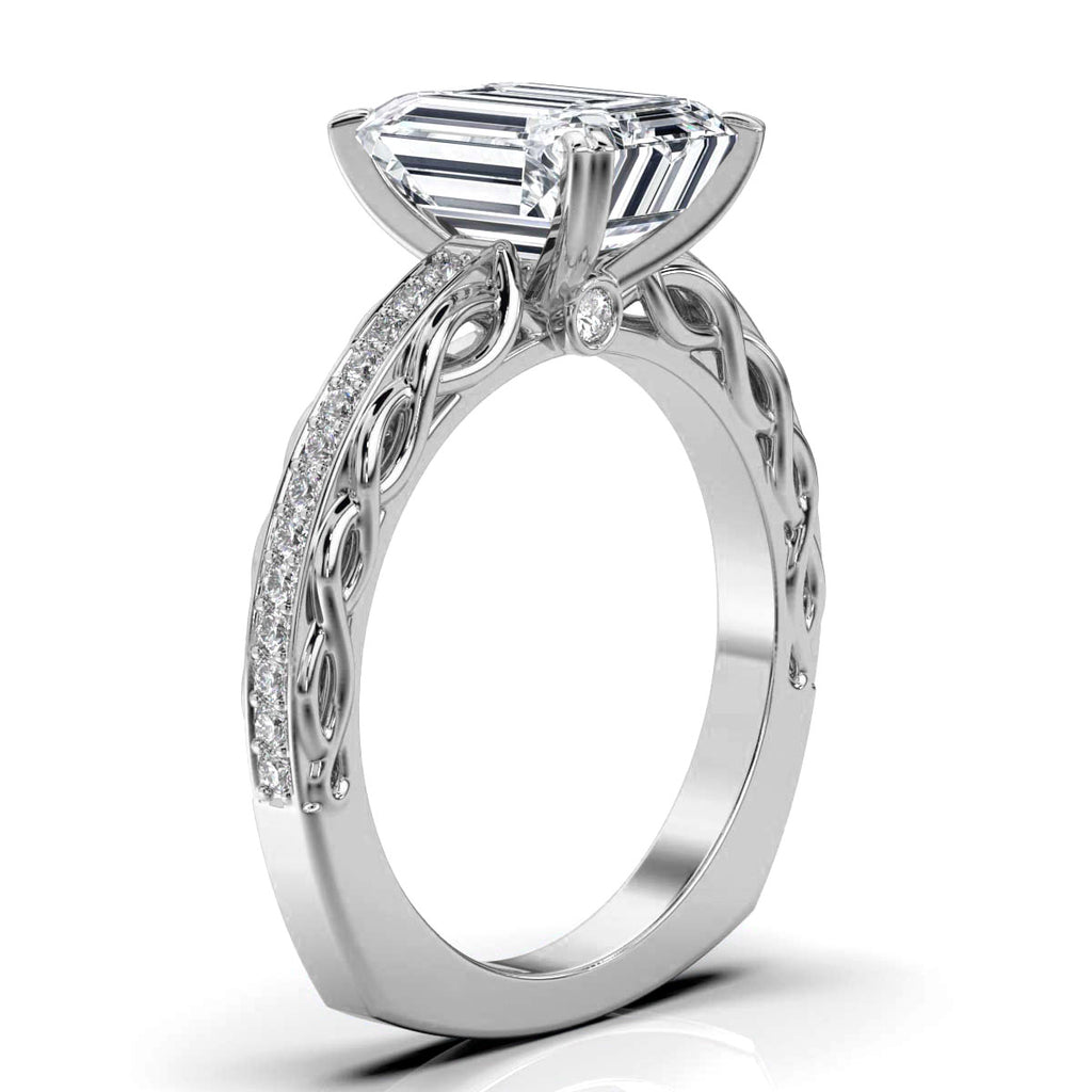 Solid Gold Engagement Ring 2.3ct Emerald Cut Solitaire Lab Grown Diamond
