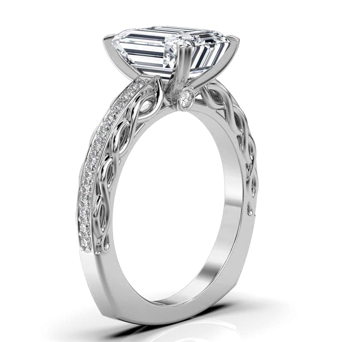 Solid Gold Engagement Ring 2.3ct Emerald Cut Solitaire Lab Grown Diamond