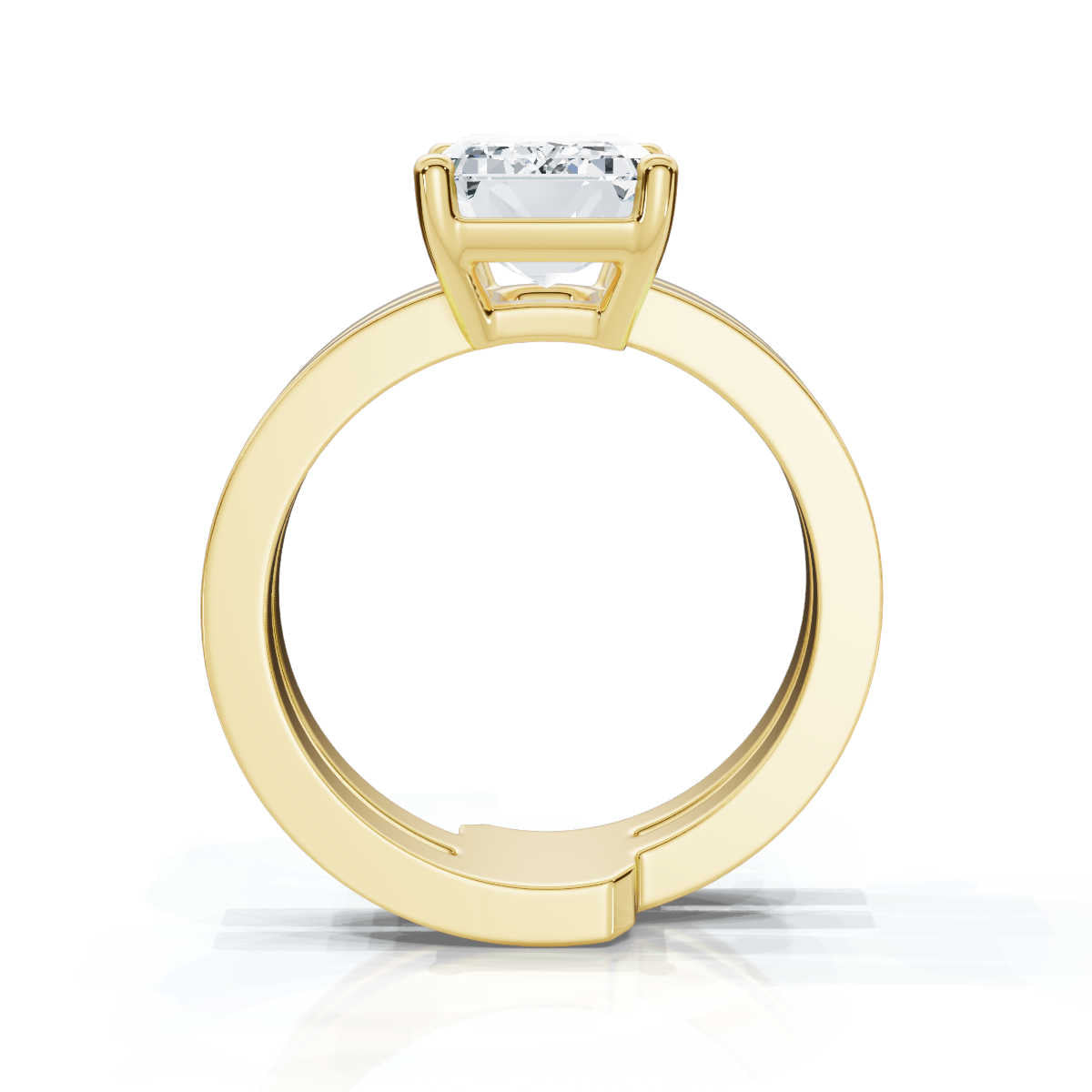 Solid Gold Emerald Cut Lab Grown Diamond Double Band Engagement Ring