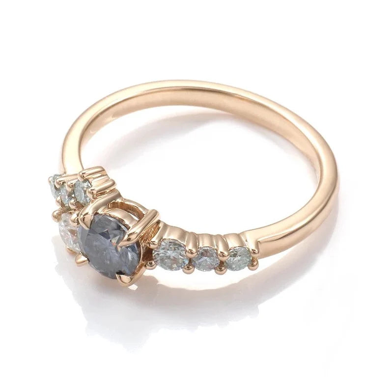 Solid Gold Montana Sapphire Cluster Engagement Ring