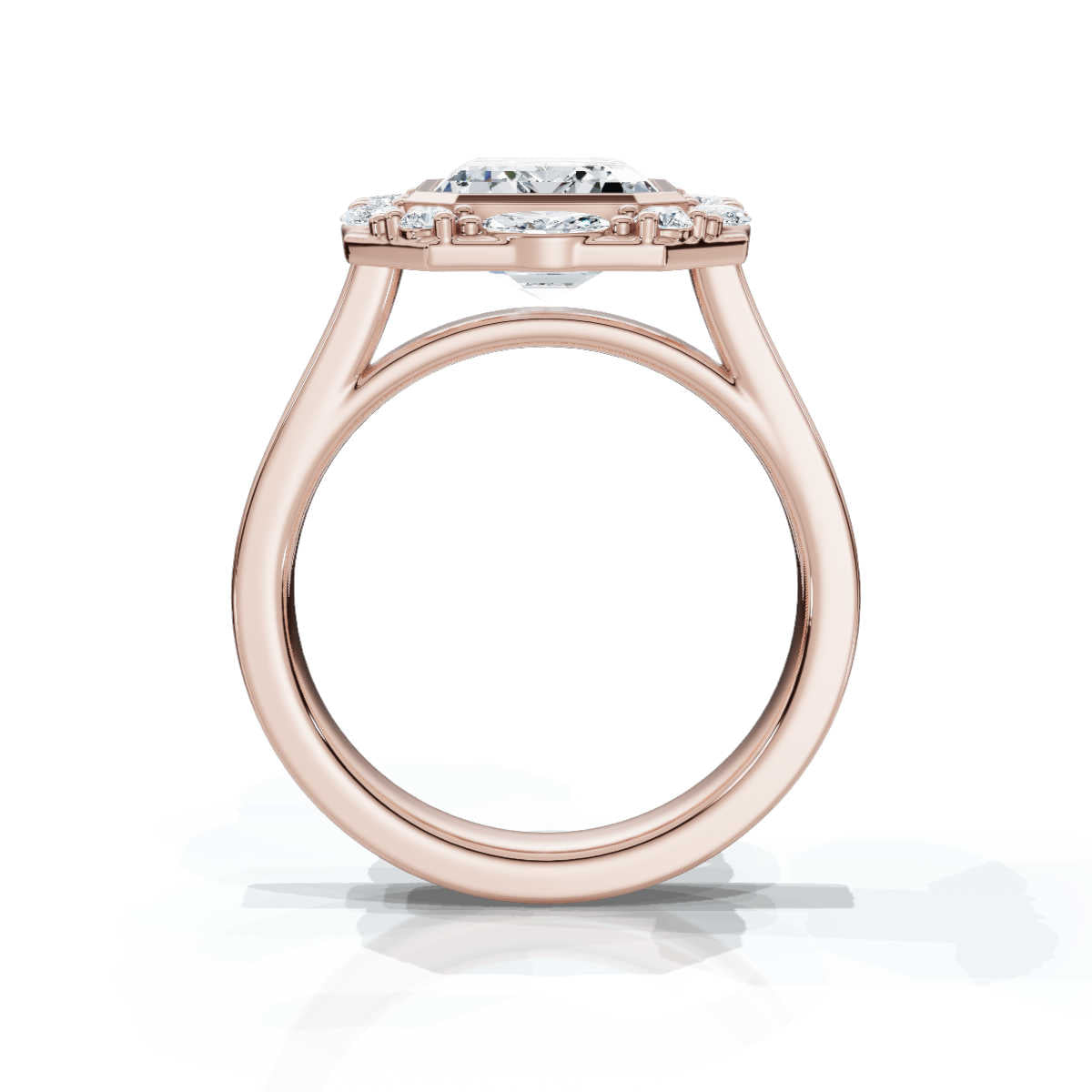 18K Solid Gold 2 CT Emerald Cut Halo Lab Grown Diamond Ring