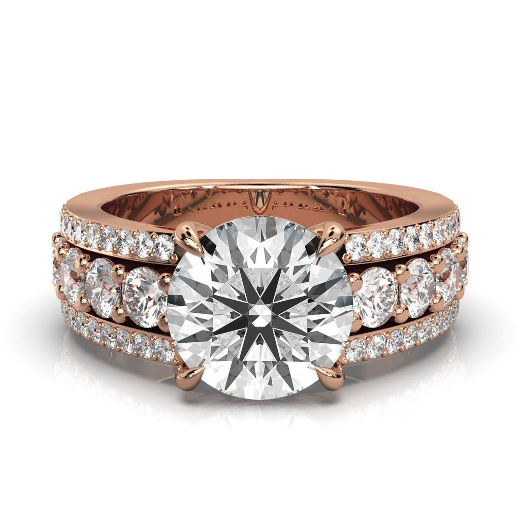 Solid Gold Three-Row Lab Grown Diamond Ring