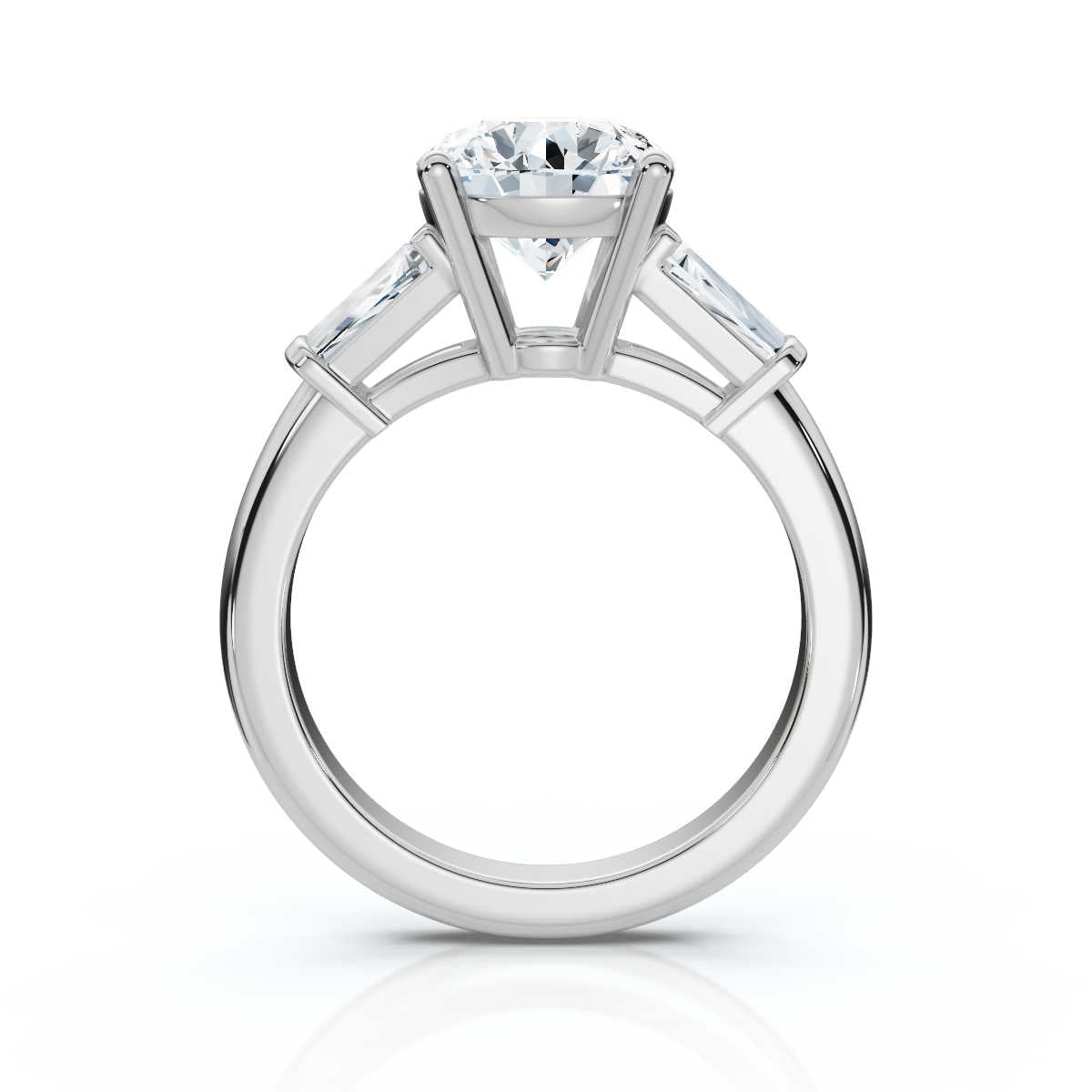 Solid Gold 2 CT Three Stone Tapered Baguette Lab Grown Diamond