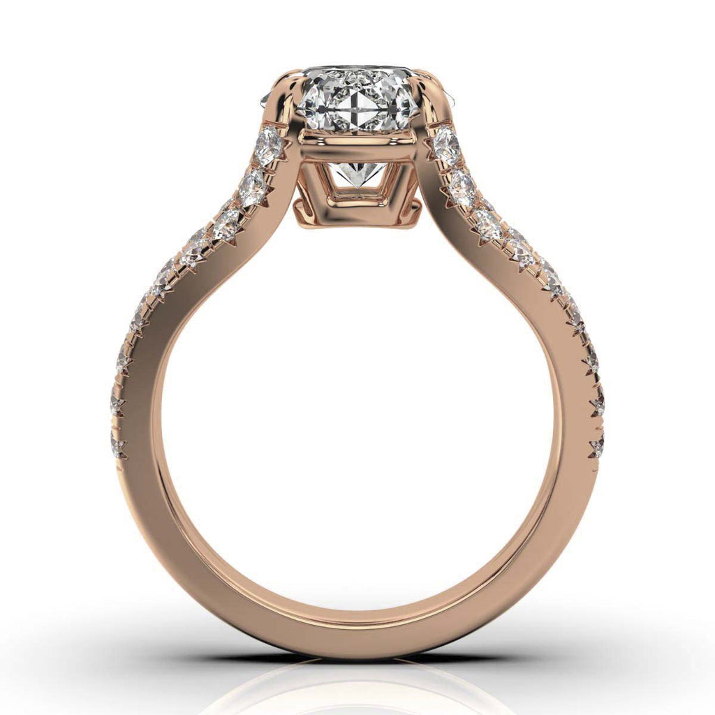 18K Solid Gold 2 CT Round Split Shank Diamond Ring with Diamond Accents