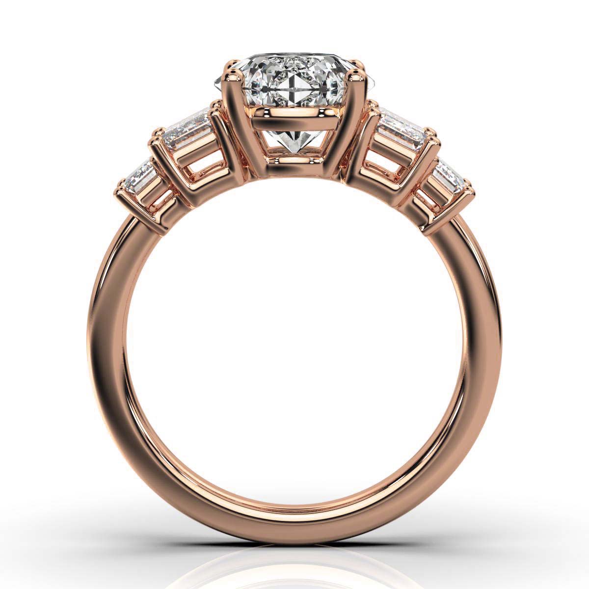 Solid Gold Diamond Ring Emerald Cut Five Stone Emerald Shape Lab Grown
