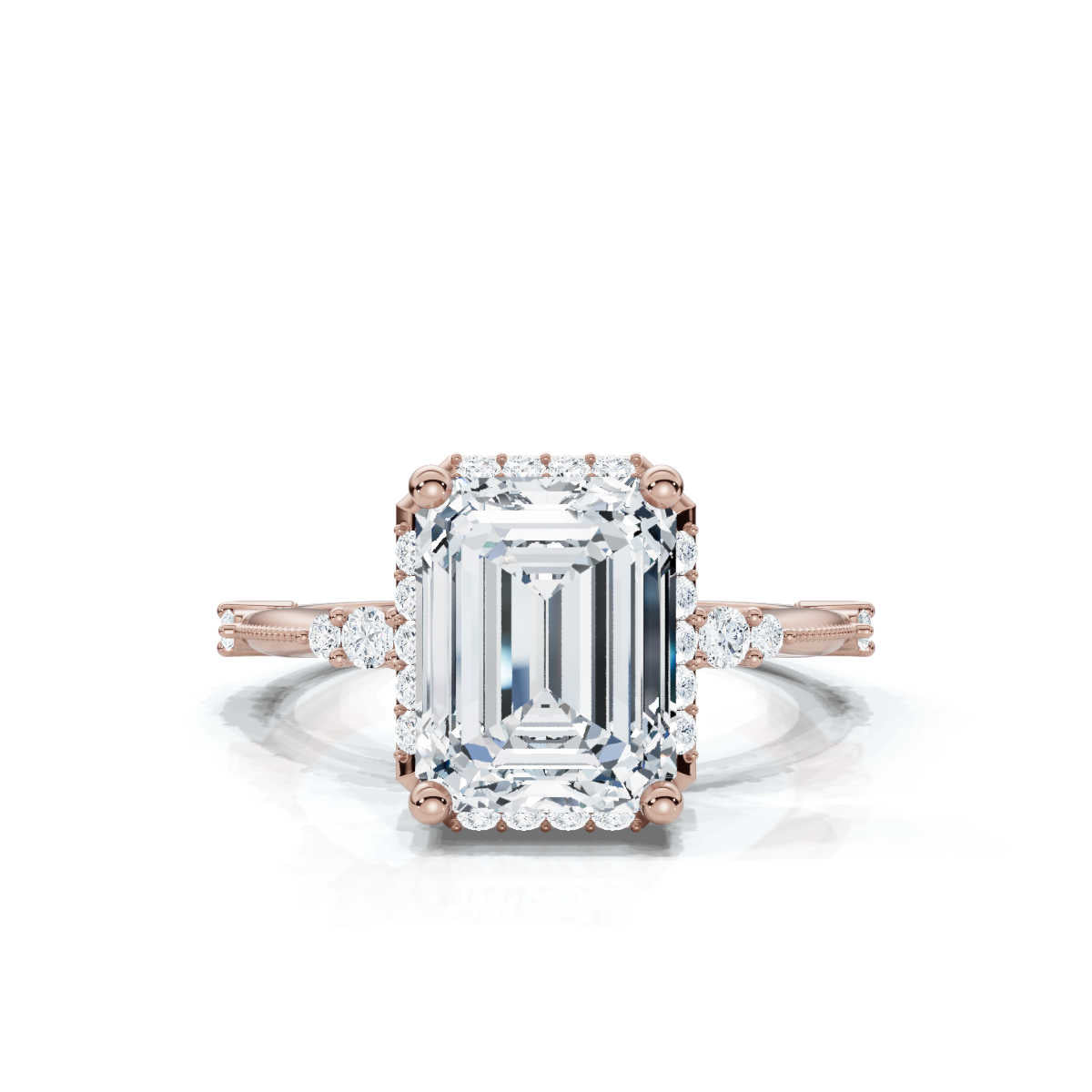 Solid Gold 2 CT Emerald Cut Lab Grown Diamond Engagement Ring - Style - (72D67)