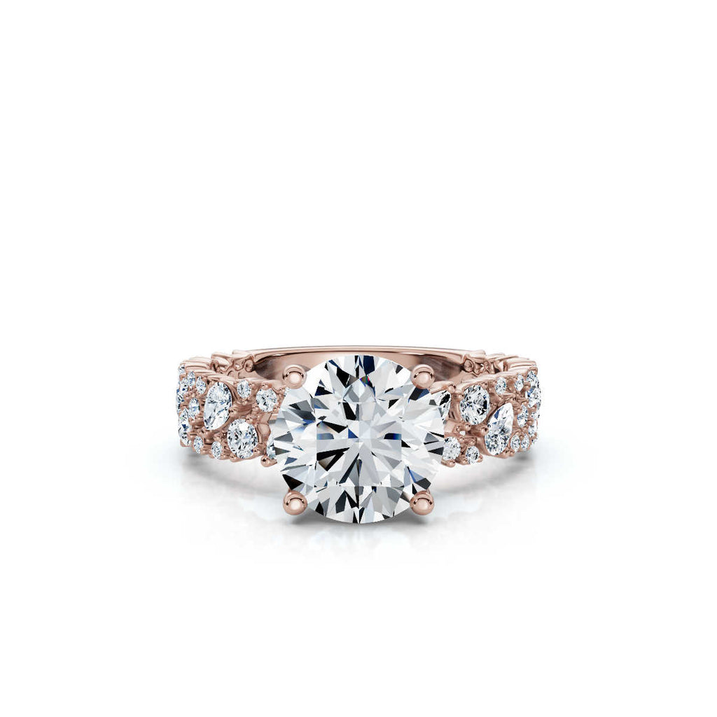 Solid Gold Round Shape Lab Grown Diamond Ring (04DE0B)