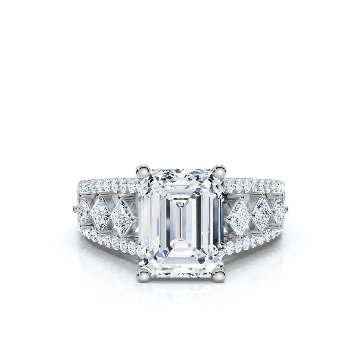 Solid Gold 2.5ct Emerald Cut Lab Grown Diamond Engagement Ring