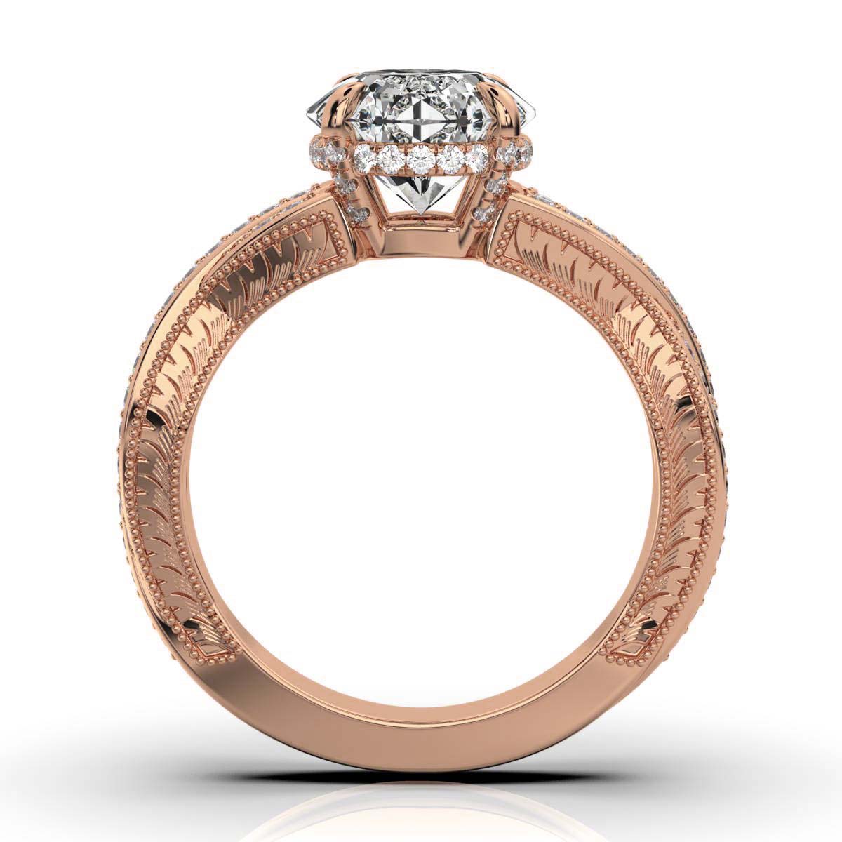 Solid Gold Etched Lab Grown Diamond Ring