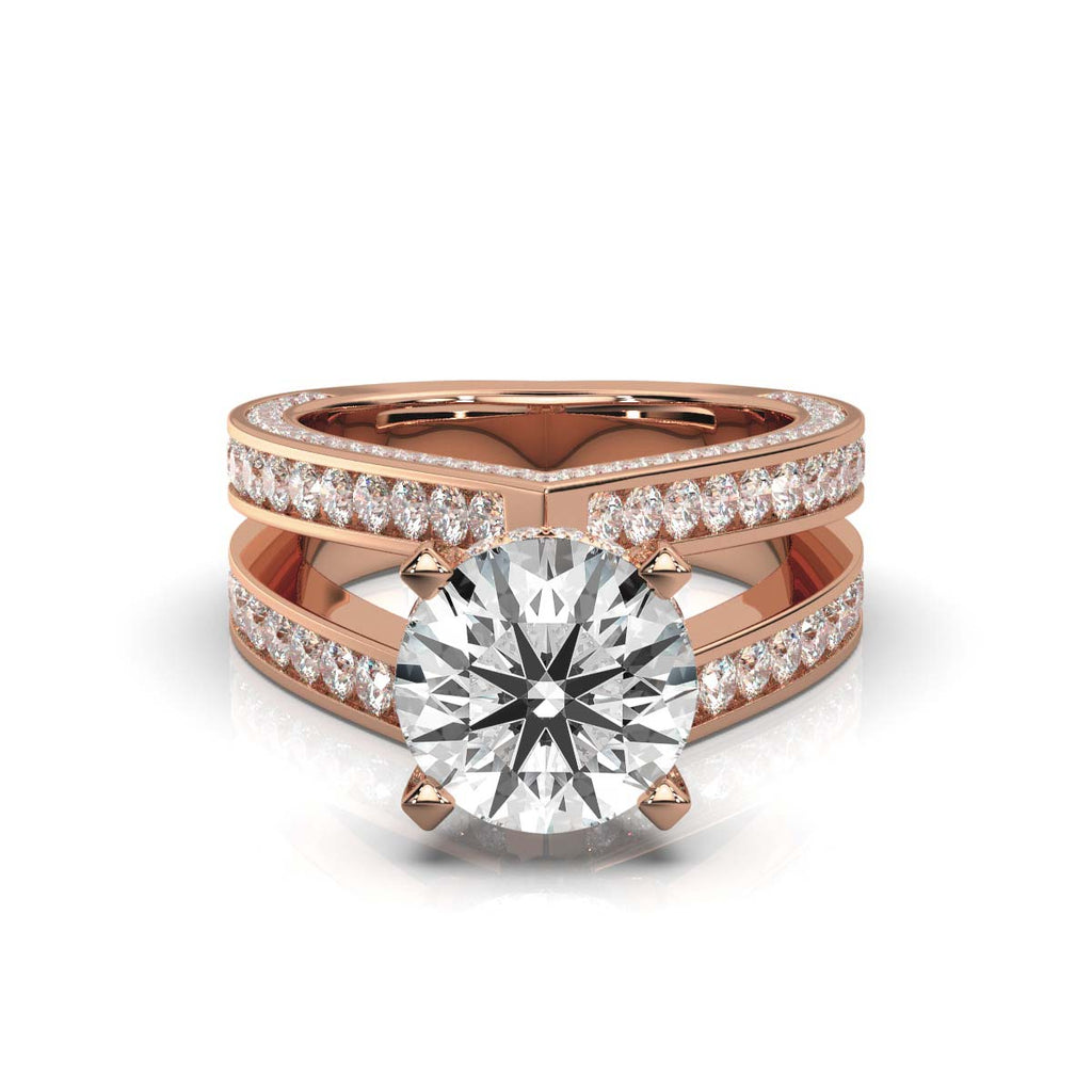 Solid Gold Pear Shape Shank Lab Grown Diamond Ring