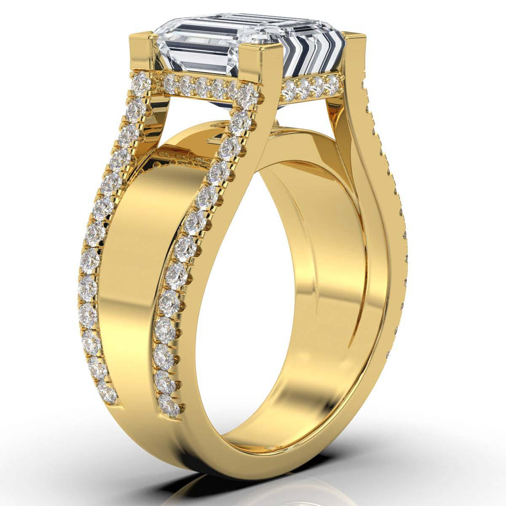 18K Solid Gold 2.7 CT Lab Grown Diamond Ring with Pavé Accents