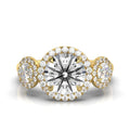 18K Solid Gold 0.97 CT Round Diamond Halo Ring