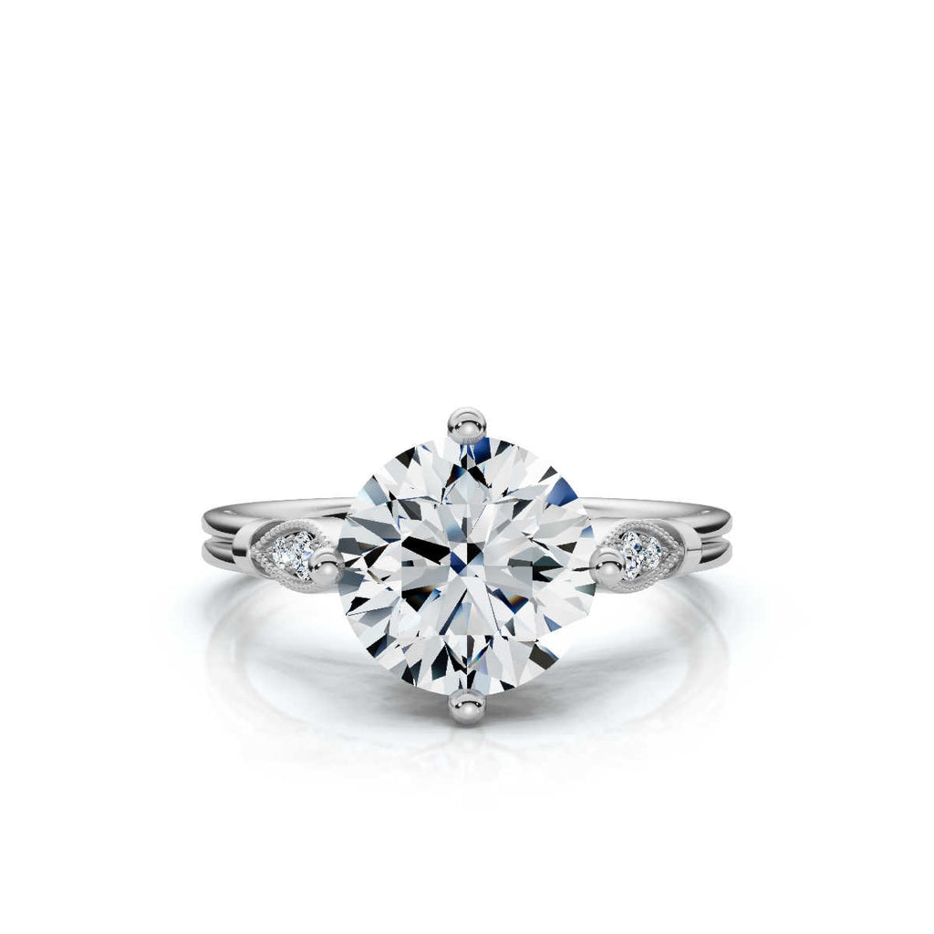 Solid Gold Engagement Ring 2 CT Solitaire Round Shape Lab Grown Diamond