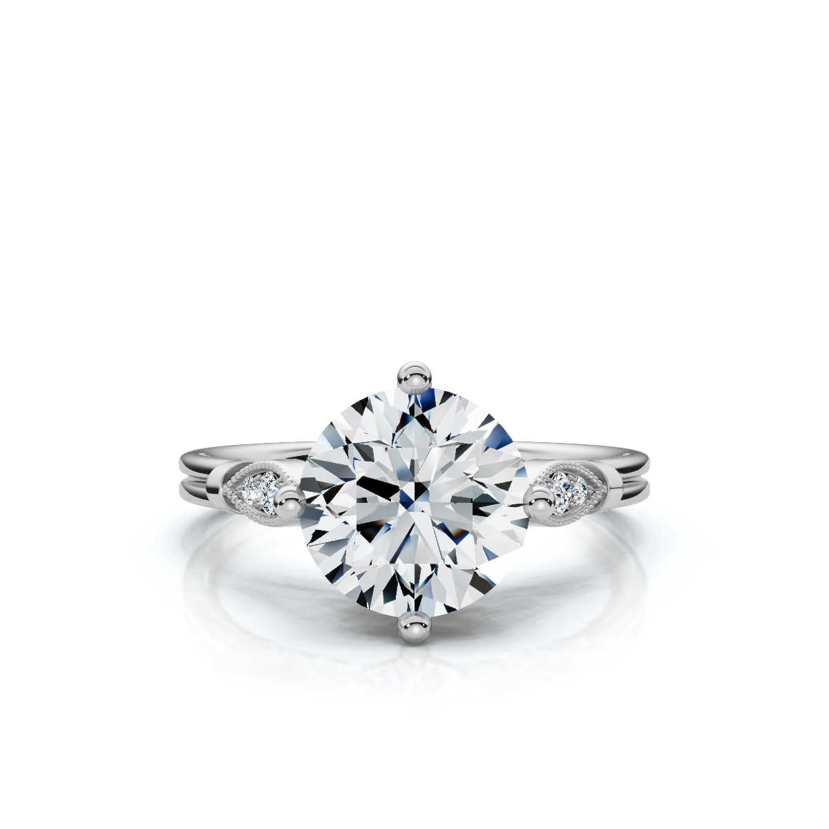 Solid Gold Engagement Ring 2 CT Solitaire Round Shape Lab Grown Diamond
