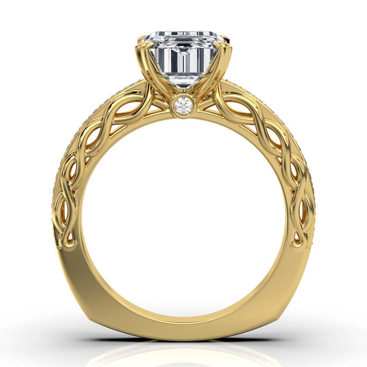 Solid Gold Engagement Ring 2.3ct Emerald Cut Solitaire Lab Grown Diamond