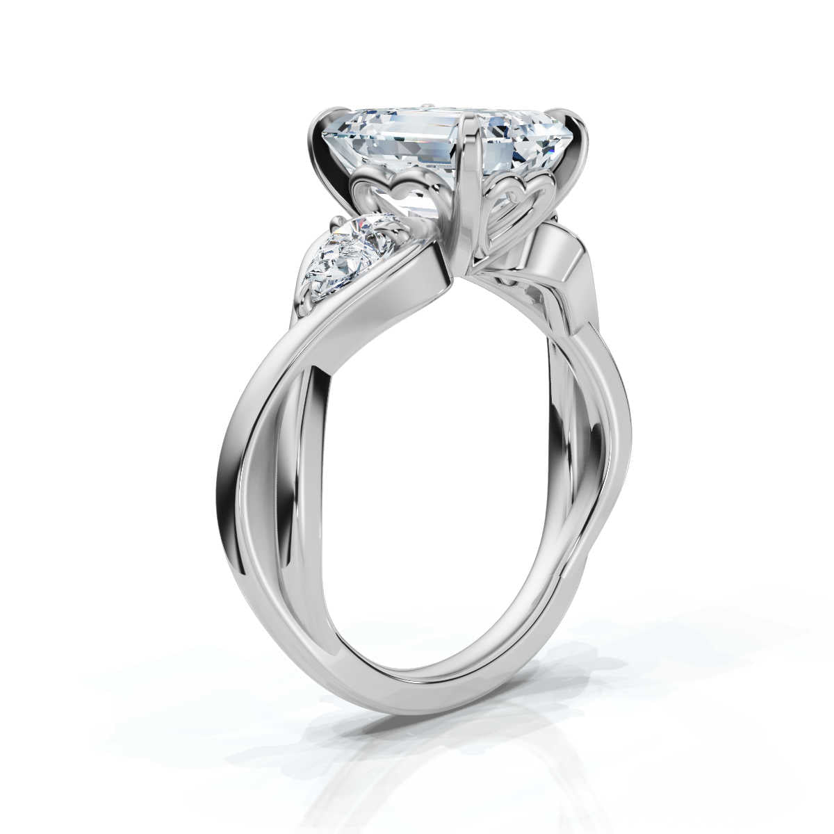 Engagement Ring - Solid Gold Solitaire Three Stone Pear Lab Grown Diamond