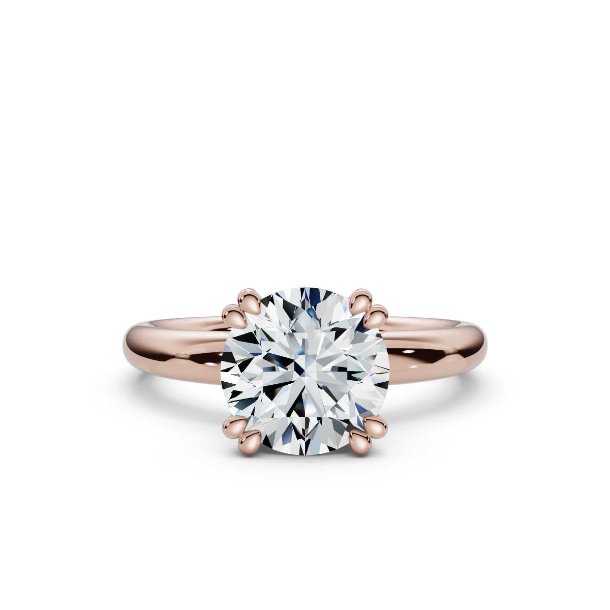 Solid Gold 2 CT Round Lab Grown Diamond Engagement Ring