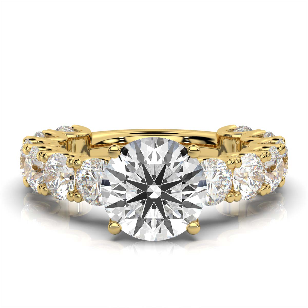Solid Gold U Shape Lab Grown Diamond Engagement Ring