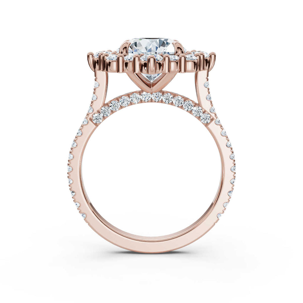 Solid Gold Halo Lab Grown Diamond Engagement Ring