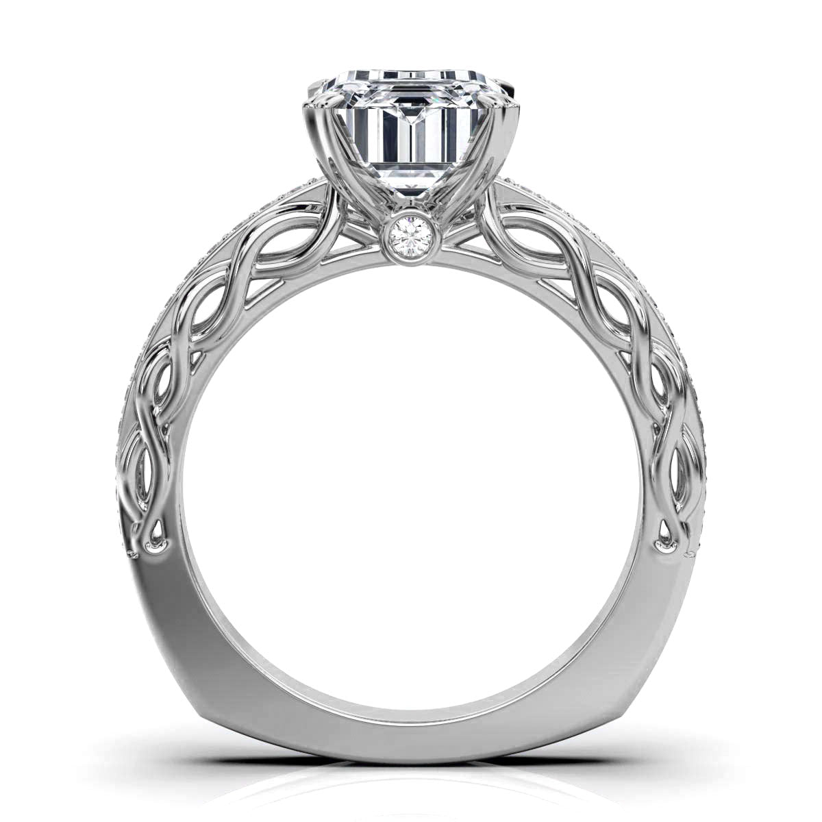 Solid Gold Engagement Ring 2.3ct Emerald Cut Solitaire Lab Grown Diamond