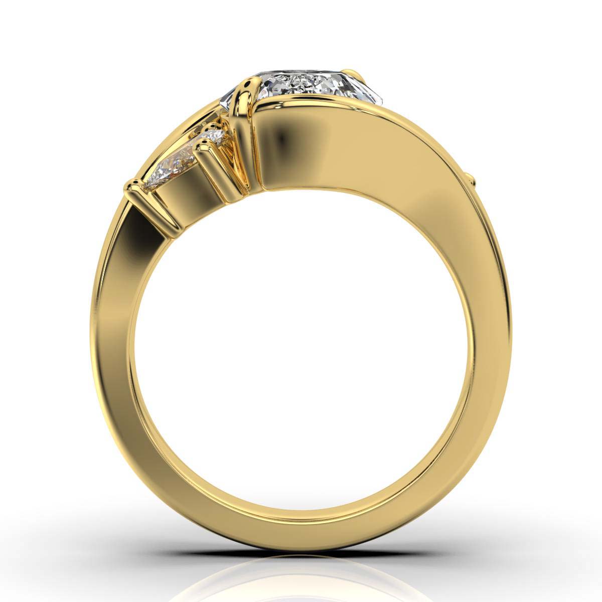 Solid Gold Three Stone Pear Lab Grown Diamond Ring (E6515A)