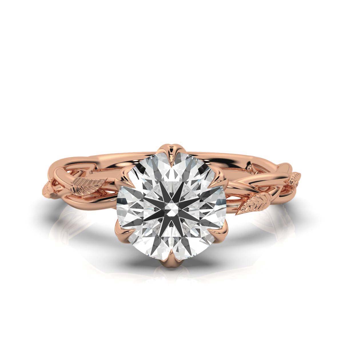 14K Solid Gold 2 CT Linden Nature-Inspired Lab Grown Diamond Ring