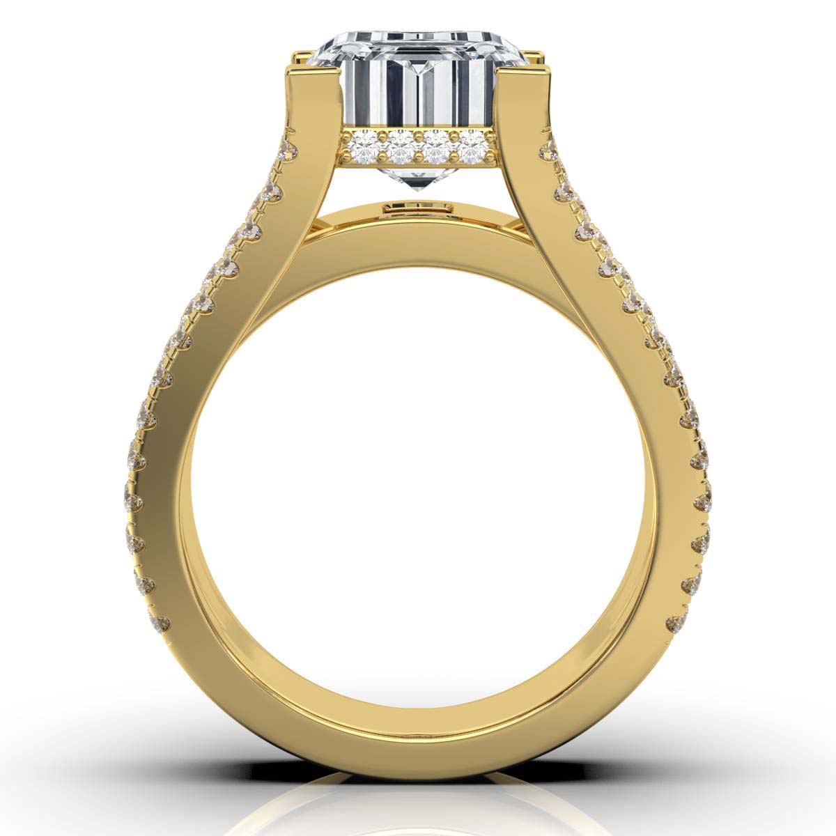 18K Solid Gold 2.7 CT Lab Grown Diamond Ring with Pavé Accents