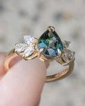 Solid Gold Celeste Teal Sapphire and Diamond Engagement Ring