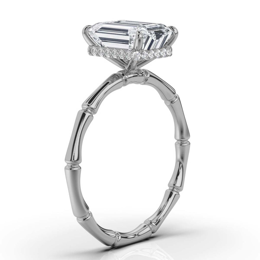 Solid Gold 2ct Emerald Cut Lab Grown Dimaond Engagement Ring