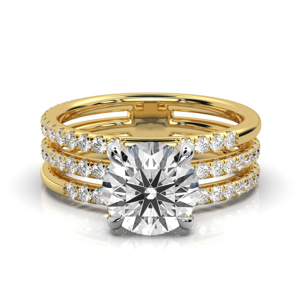 Solid Gold Tripple Row Lab Grown Diamond Ring