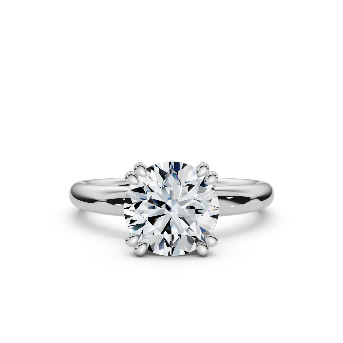 Solid Gold 2 CT Round Lab Grown Diamond Engagement Ring