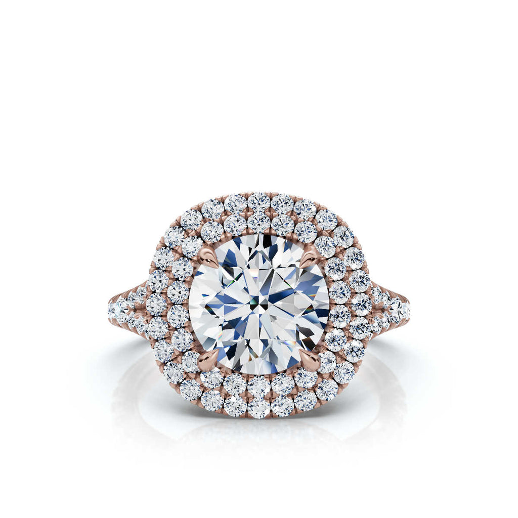 Solid Gold 3 CT Pave Set Halo Lab Grown Diamond Engagement Ring