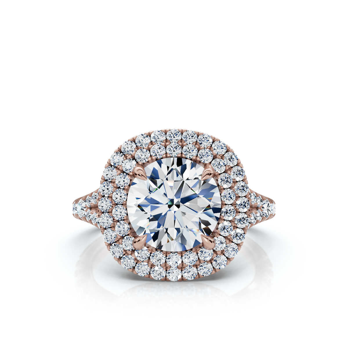 Solid Gold 2 CT Pave Set Halo Lab Grown Diamond Engagement Ring