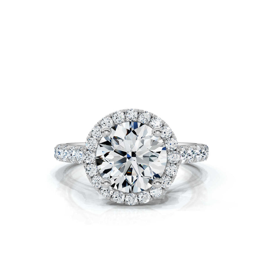 Solid Gold 2 CT Halo Lab Grown Diamond Ring (E0C4B4)