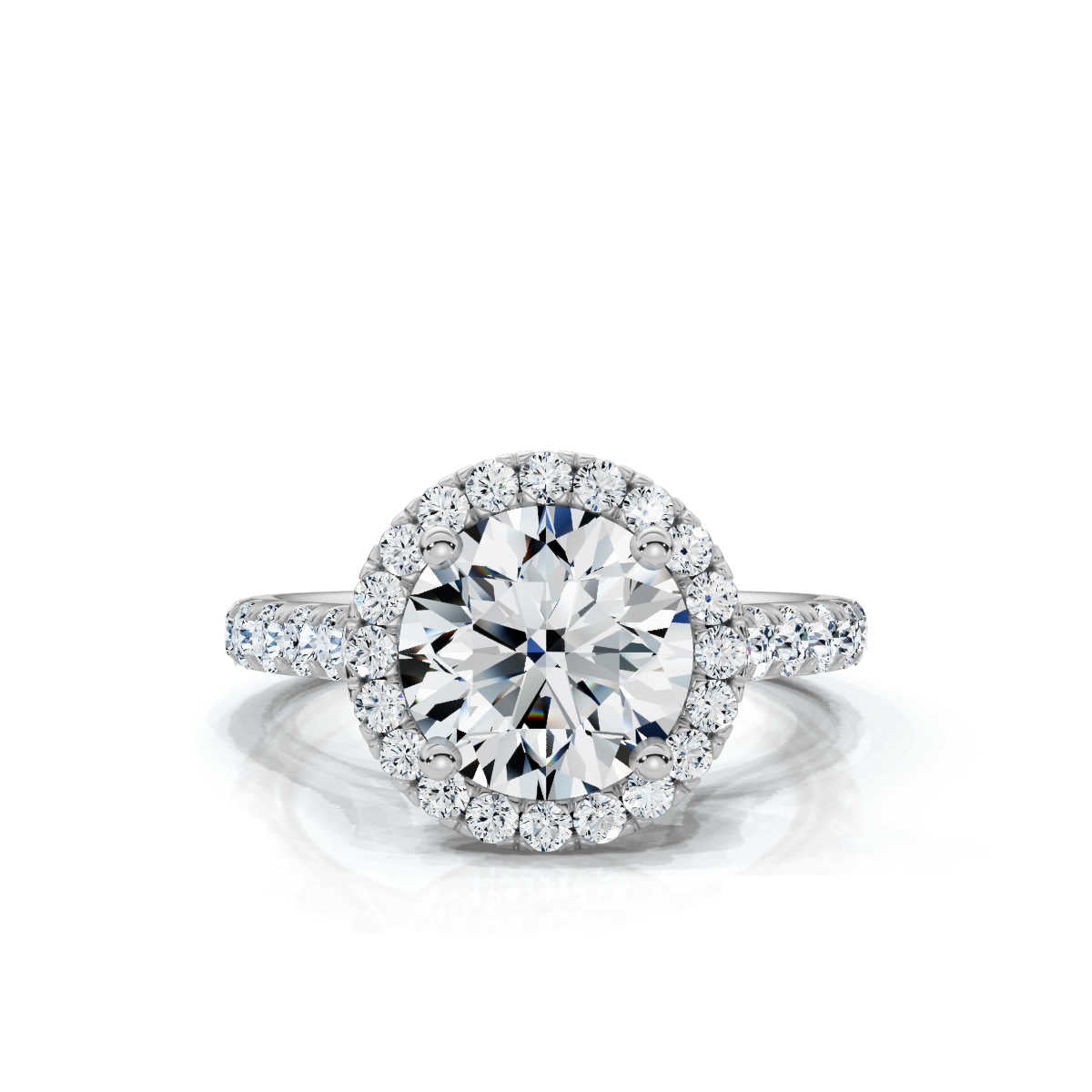 Solid Gold 2 CT Halo Lab Grown Diamond Ring (E0C4B4)