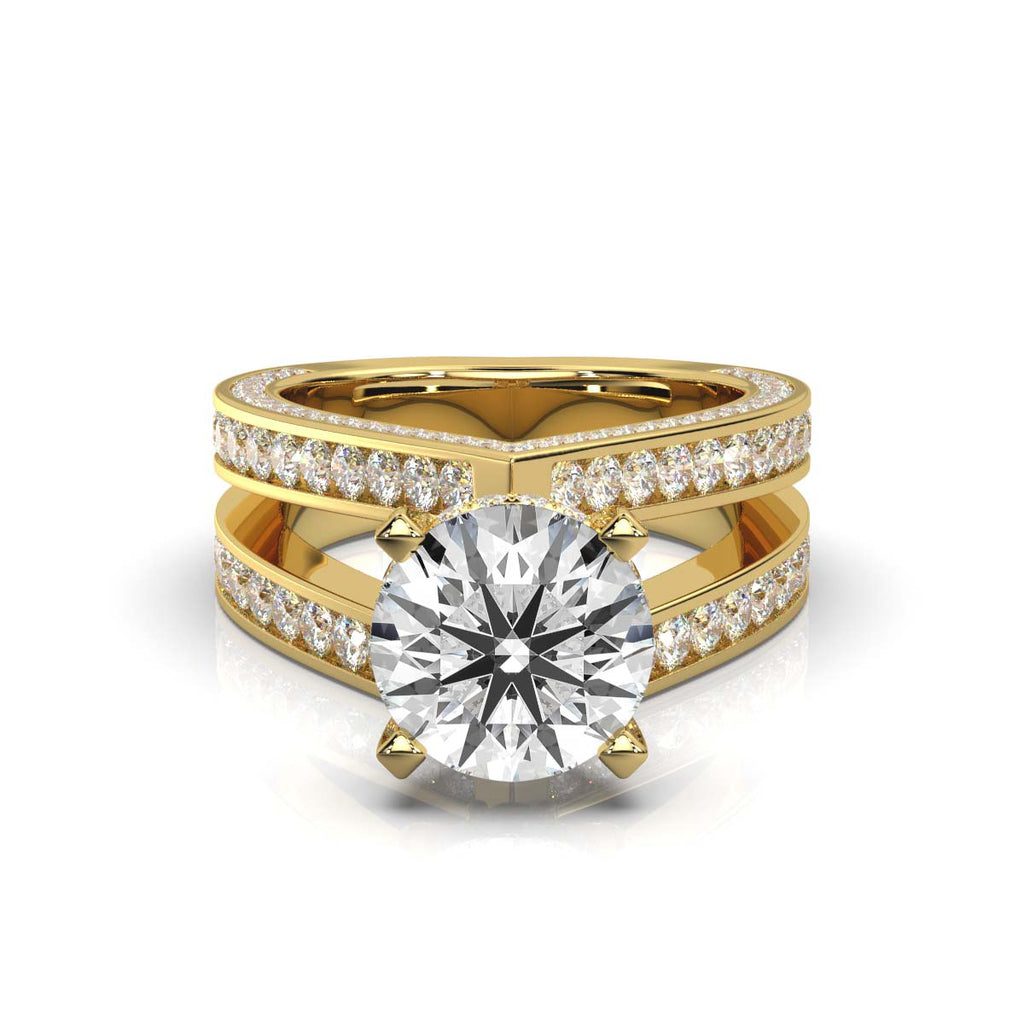 Solid Gold Pear Shape Shank Lab Grown Diamond Ring